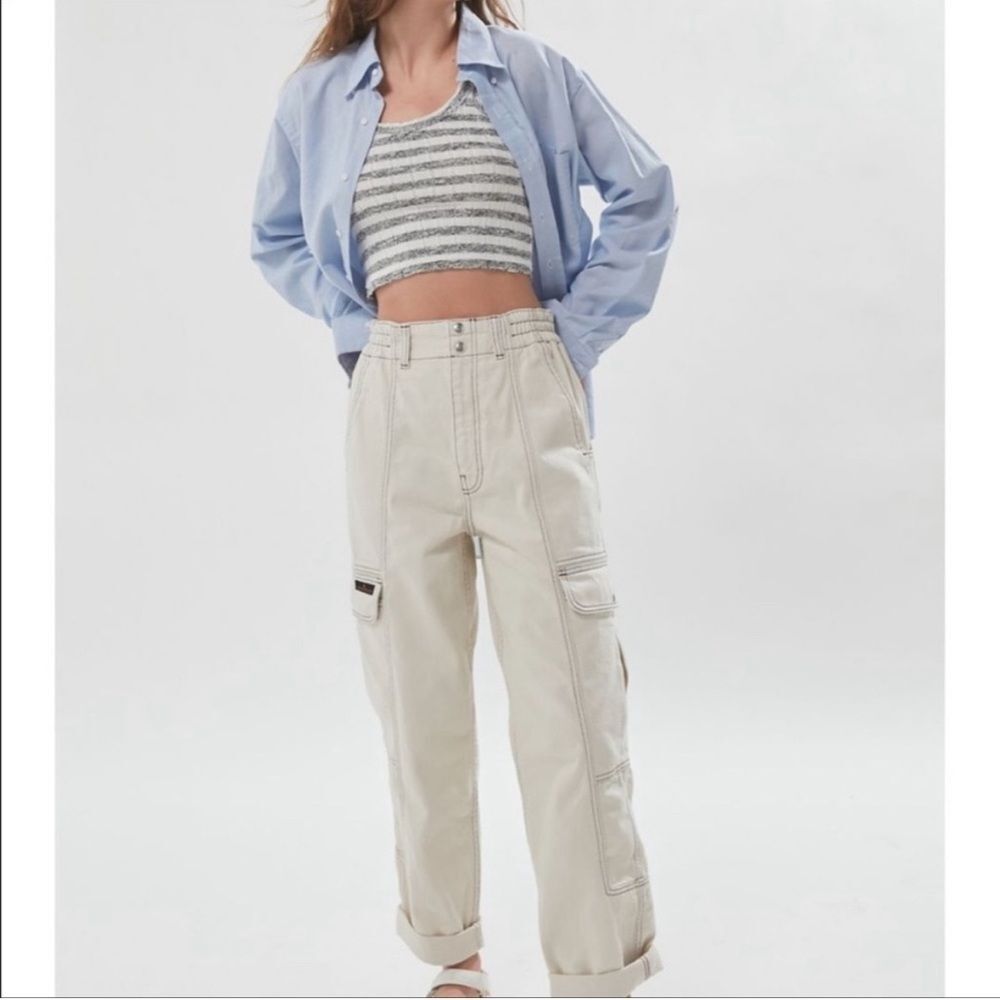 BDG Urban Outfitters Relaxed Skate Cargo Jeans Cream High Rise Size 27